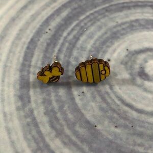 Adorable wooden bee earrings